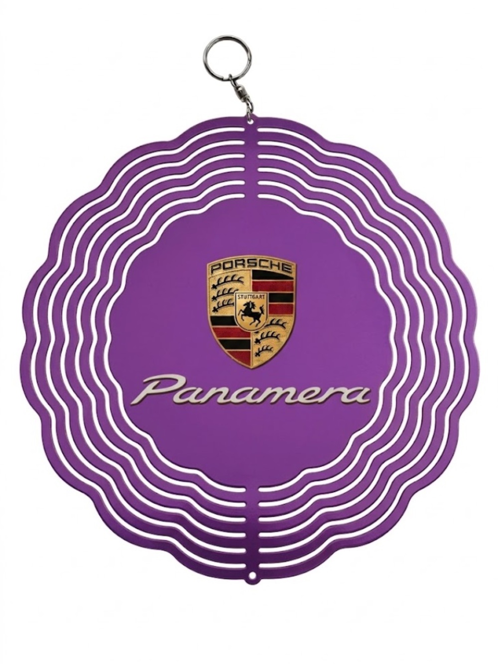 10" Porsche Panamera Kinetic Wind Spinner - Purple Metal Hanging Yard Decor